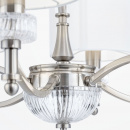 Żyrandol z białymi abażurami i szklanymi dekoracjami, niklowany Alicante Maytoni MOD014CL-06N