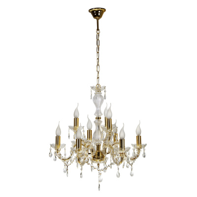 Żyrandol złoto-kryształowy na 9 żarówek Maria Teresa Candellux 39-95841