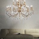 Żyrandol złoty 15 żarówek, ozdobne kryształki Aurora Candellux 30-99801