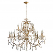 Żyrandol złoty 15 żarówek, ozdobne kryształki Aurora Candellux 30-99801