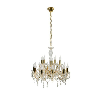 Żyrandol złoty z kryształami na 15 żarówek Maria Teresa Candellux 30-95810